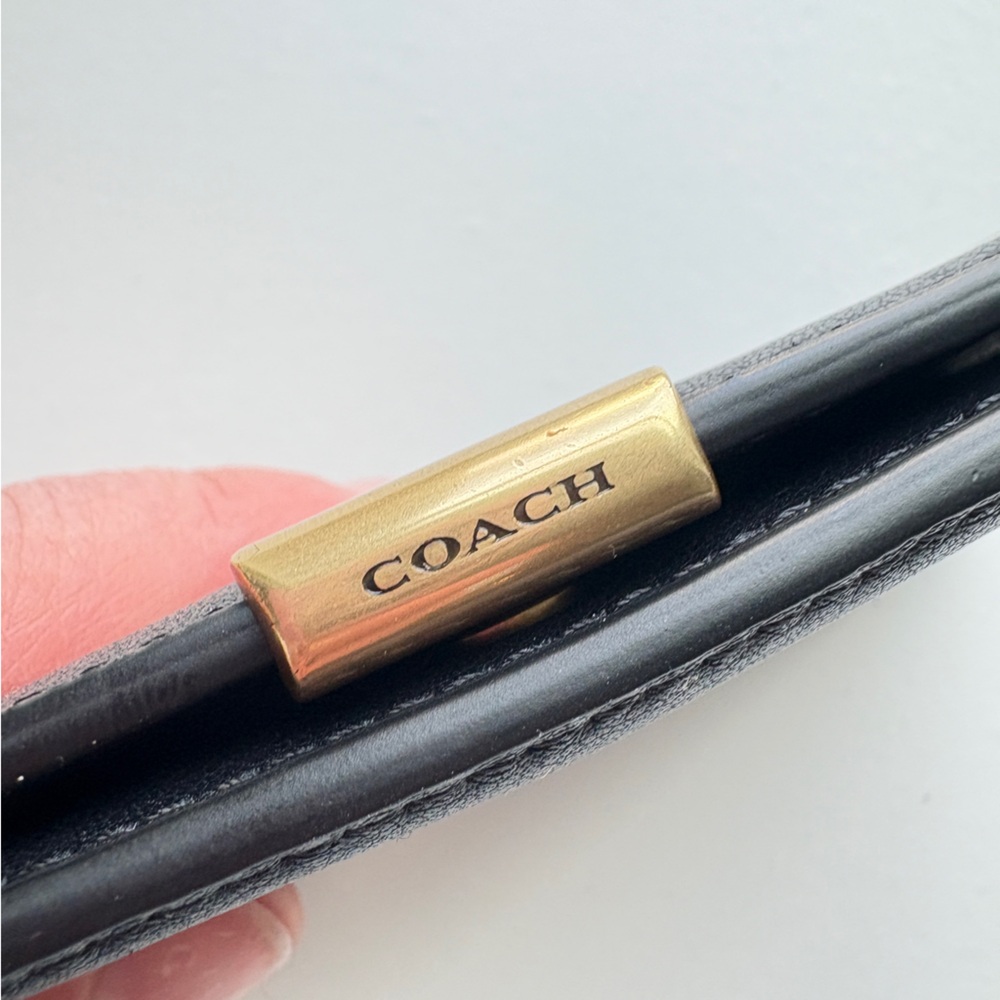 COACH Dreamer Leather Card Case Black Leather Wallet Card Holder - Picture 2 of 10